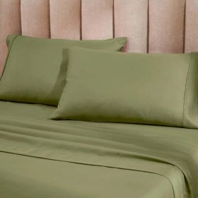 1200 Thread Count Cotton Blend 2 Piece Solid Pillowcase Set (Color: Sage, size: King)