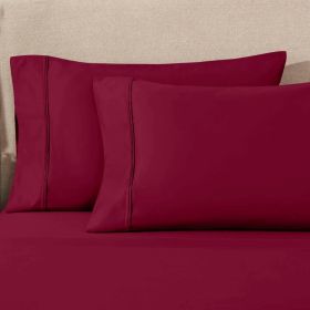 100% Egyptian Cotton 1200 Thread Count Solid Pillowcase Set (Color: Burgundy, size: Standard)
