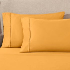 100% Egyptian Cotton 1200 Thread Count Solid Pillowcase Set (Color: Dijon, size: King)
