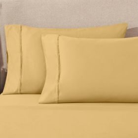 100% Egyptian Cotton 1200 Thread Count Solid Pillowcase Set (Color: Gold, size: Standard)