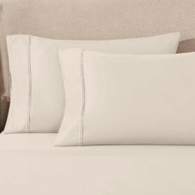 100% Egyptian Cotton 1200 Thread Count Solid Pillowcase Set (Color: Ivory, size: King)