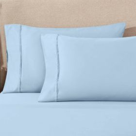 100% Egyptian Cotton 1200 Thread Count Solid Pillowcase Set (Color: Light Blue, size: King)