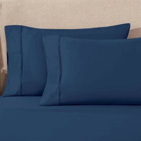 100% Egyptian Cotton 1200 Thread Count Solid Pillowcase Set (Color: Navy Blue, size: King)