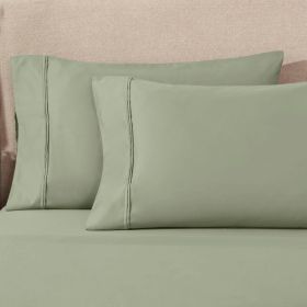 100% Egyptian Cotton 1200 Thread Count Solid Pillowcase Set (Color: Sage, size: Standard)