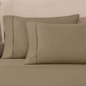 100% Egyptian Cotton 1200 Thread Count Solid Pillowcase Set (Color: Taupe, size: Standard)