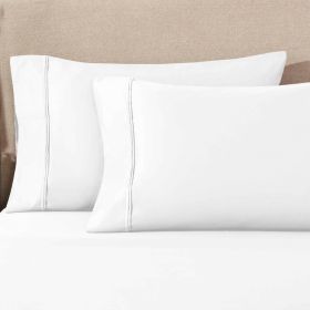 100% Egyptian Cotton 1200 Thread Count Solid Pillowcase Set (Color: White, size: Standard)