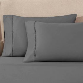 100% Egyptian Cotton 1200 Thread Count Solid Pillowcase Set (Color: Charcoal, size: Standard)