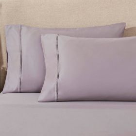 100% Egyptian Cotton 1200 Thread Count Solid Pillowcase Set (Color: Zephyr, size: King)
