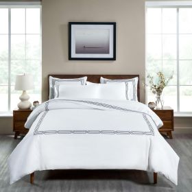 1200 Thread Count Egyptian Cotton Embroidered Duvet Cover (Color: Navy Blue, size: King/California King)