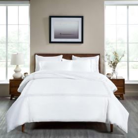 1200 Thread Count Egyptian Cotton Embroidered Duvet Cover (Color: White, size: Full/Queen)