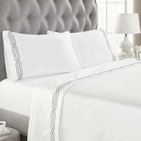 1200 Thread Count 100% Egyptian Cotton Sateen Embroidered Sheet Set (Color: Navy Blue, size: Queen)