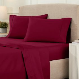 1200 Thread Count Egyptian Cotton Sateen Sheet Set (Color: Burgundy, size: King)