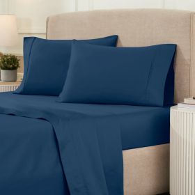 1200 Thread Count Egyptian Cotton Sateen Sheet Set (Color: Navy Blue, size: Queen)