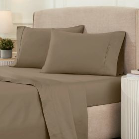 1200 Thread Count Egyptian Cotton Sateen Sheet Set (Color: Taupe, size: Queen)