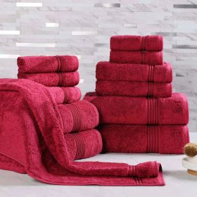 12-Piece Egyptian Cotton Plush Bath Towel Set – Heritage (Color: Burgundy)