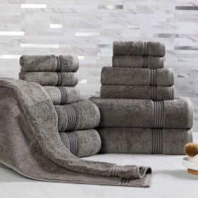 12-Piece Egyptian Cotton Plush Bath Towel Set – Heritage (Color: Charcoal)