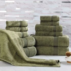 12-Piece Egyptian Cotton Plush Bath Towel Set – Heritage (Color: Forest Green)