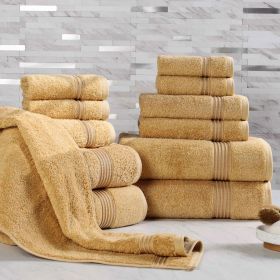 12-Piece Egyptian Cotton Plush Bath Towel Set – Heritage (Color: Gold)