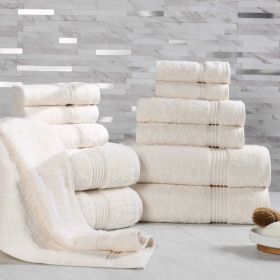 12-Piece Egyptian Cotton Plush Bath Towel Set – Heritage (Color: Ivory)