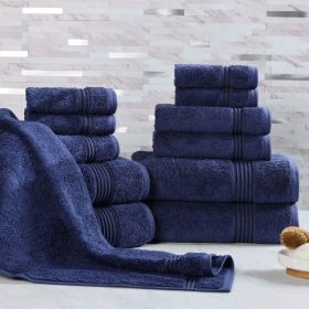 12-Piece Egyptian Cotton Plush Bath Towel Set – Heritage (Color: Navy Blue)
