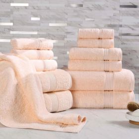 12-Piece Egyptian Cotton Plush Bath Towel Set – Heritage (Color: Peach)