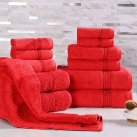 12-Piece Egyptian Cotton Plush Bath Towel Set – Heritage (Color: Red)
