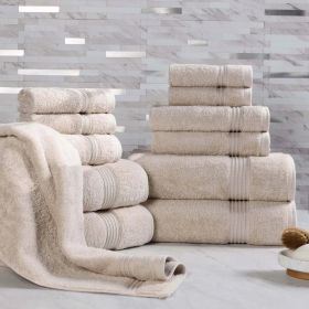 12-Piece Egyptian Cotton Plush Bath Towel Set – Heritage (Color: Stone)