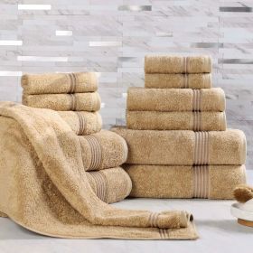 12-Piece Egyptian Cotton Plush Bath Towel Set – Heritage (Color: Toast)