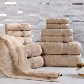 12-Piece Egyptian Cotton Plush Bath Towel Set – Heritage (Color: Taupe)