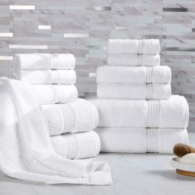 12-Piece Egyptian Cotton Plush Bath Towel Set – Heritage (Color: White)