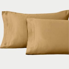 Egyptian Cotton Sateen Pillowcase Set 1500 Thread Count (Color: Gold, size: Standard)