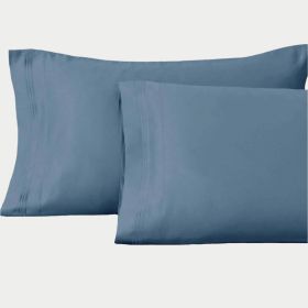 Egyptian Cotton Sateen Pillowcase Set 1500 Thread Count (Color: Medium Blue, size: Standard)