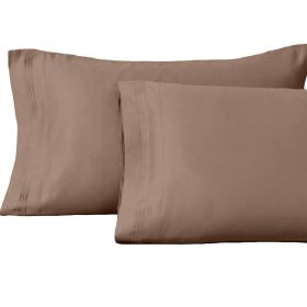 Egyptian Cotton Sateen Pillowcase Set 1500 Thread Count (Color: Taupe, size: King)