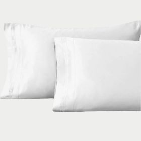 Egyptian Cotton Sateen Pillowcase Set 1500 Thread Count (Color: White, size: King)