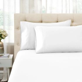 Egyptian Cotton 1500 Thread Count Pillowcases - Set of 2 - Embroidered Marrow Stitch Hem (Color: White, size: King)
