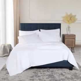 1000 Thread Count Egyptian Cotton Sateen Embroidered Sheet Set (Color: Ivory, size: King)