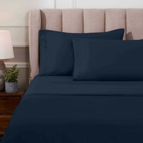 1000 Thread Count Egyptian Cotton Sateen Sheet Set (Color: Navy Blue, size: King)