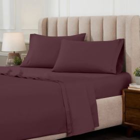 1000 Thread Count Egyptian Cotton Sateen Extra-Deep Sheet Set (Color: Plum, size: Queen)