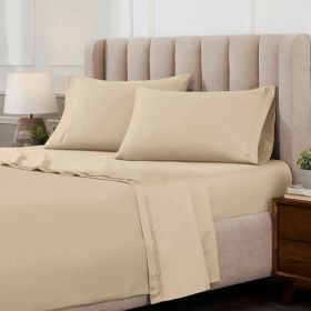 1000 Thread Count Egyptian Cotton Sateen Extra-Deep Sheet Set (Color: Tan, size: Queen)
