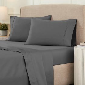 1200 Thread Count Egyptian Cotton Sateen Sheet Set (Color: Charcoal, size: King)