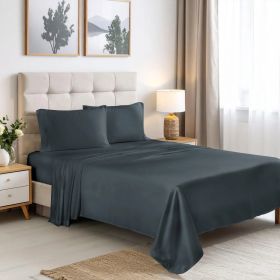 Rayon From Bamboo 300 Thread Count Solid Deep Pocket Sheet Set (Color: Charcoal, size: Split King)
