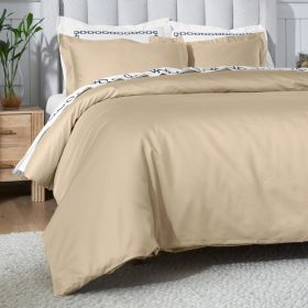 650 Thread Count Egyptian Cotton Solid Duvet Cover (Color: Linen, size: King/California King)