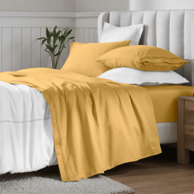 650 Thread Count Egyptian Cotton Bed Sheets - Sateen Weave (Color: Gold, size: Twin)