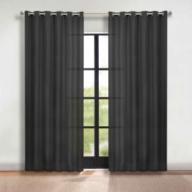 Blackout Window Curtains Classic Modern Room Darkening Set of 2 (Color: Black, size: 70" x 84")