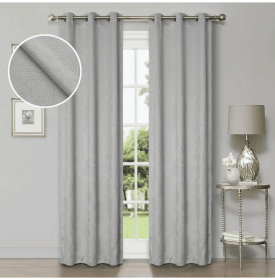 Blackout Window Curtains Waverly Geometric Room Darkening Washable Set of 2 (Color: Chrome, size: 52" X 84")