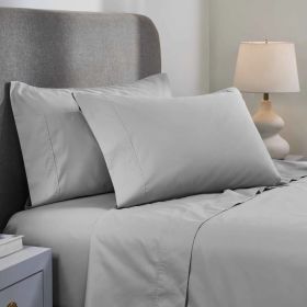 1000 Thread Count Cotton Blend Sheets - Solid Deep Pocket (Color: Light Grey, size: Queen)