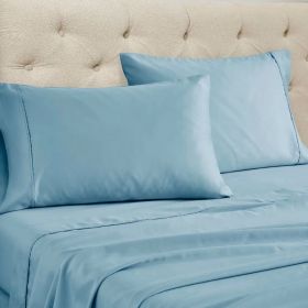 1500 Thread Count Cotton Blend Solid Deep Pocket Sheet (Color: Blue, size: King)