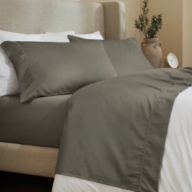 600 Thread Count Cotton Blend Bed Sheet Set - Imperia Embroidered Hem (Color: Gray, size: California King)