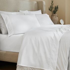600 Thread Count Cotton Blend Bed Sheet Set - Imperia Embroidered Hem (Color: White, size: California King)
