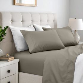 600 Thread Count Cotton Blend Bed Sheet Set Solid Deep Pocket (Color: Grey, size: California King)